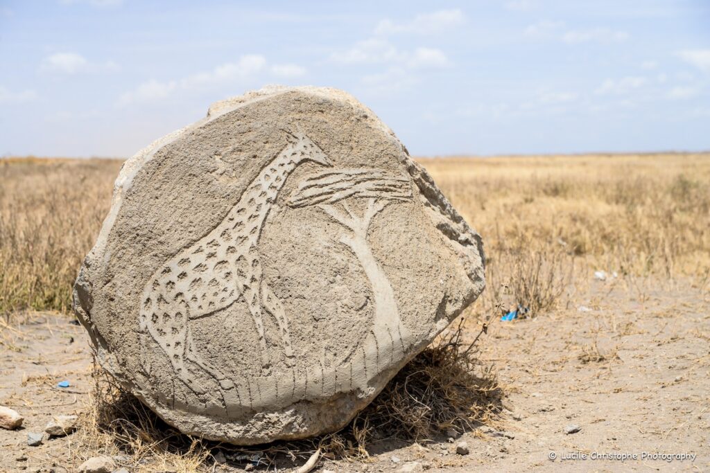 Pierre gravée à l'entrée su Serengeti