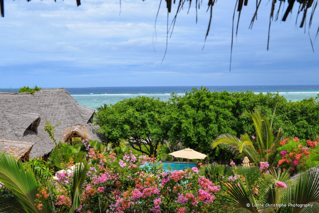 Vue mer depuis le Sunshine Bay, plage de Matemwe Zanzibar