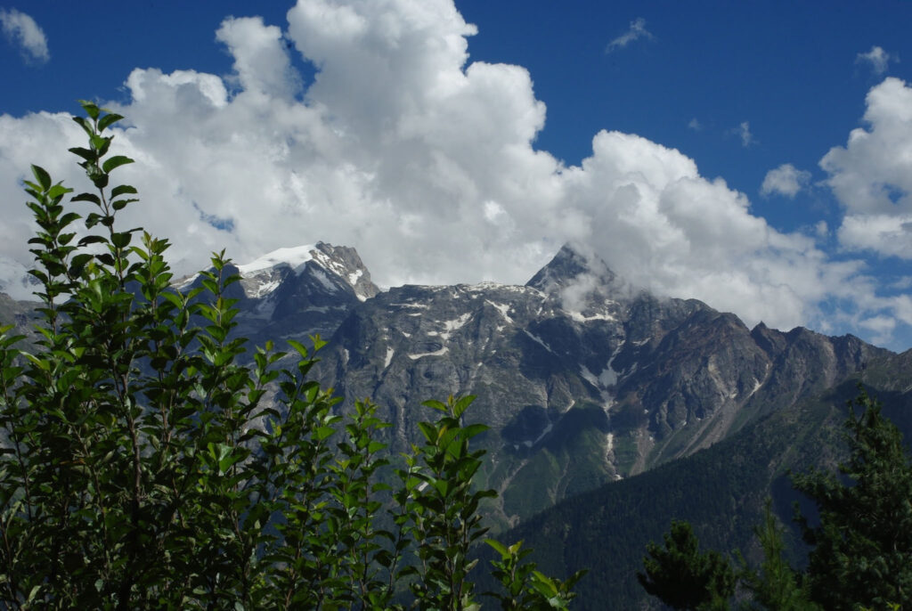 Montagne enneigée observée depuis le village de Kalpa - Kinnaur - Inde du Nord
