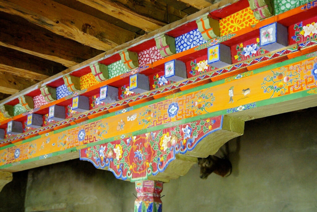 Peintures restaurées du vieux palais de Jispa - Inde Himalayenne